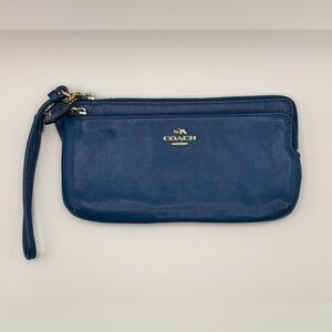 Coach Navy Leather Wristlet